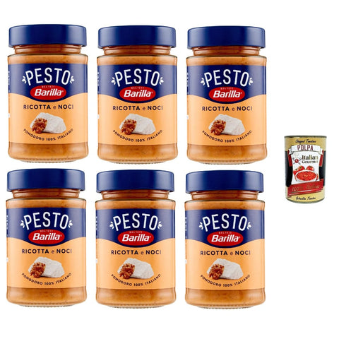 Barilla Pesto Barilla Pesto Ricotta e Noci, Italienische Pasta-Sauce mit Ricotta und Walnüssen, 12 x 190 g Original italienisch inkl. Italian Gourmet Polpa 400g