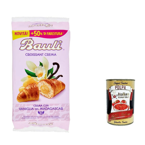 Bauli Abgepackte Gebäckstücke Bauli Cornetti Croissant brioche kekse kuchen mit creme Custard mit Madagaskar Vanille 6x 50 g (300 g) italien italienisch Original 8001720445876