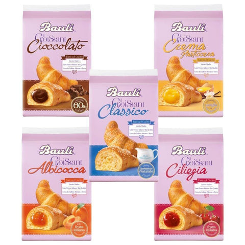 Testpaket Bauli Cornetti Croissant brioche kekse kuchen mit creme Custard italien 5 packs italienisch Original