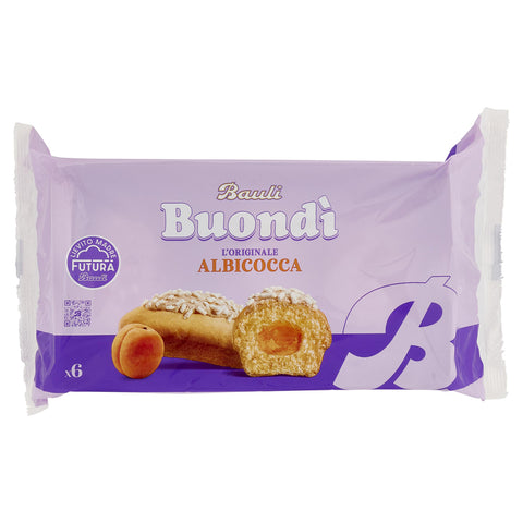 Bauli Boundi Apricot süßes Gebäck mit Aprikose 6er Pack süßer Snack mit Aprikosencreme laktosefreie Süßigkeiten italienisch Original
