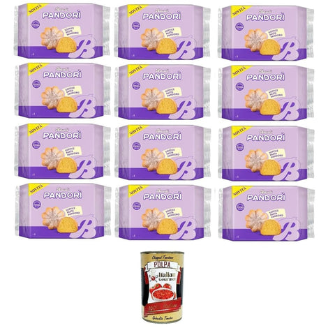 Bauli Snack Kuchen Bauli Pandori' Classico, weiche Pasta Pandoro, Spezialität des italienischen Gebäcks, traditionelle Pandoro-Art 12x 150gr Original italienisch inkl. Italian Gourmet Polpa 400g 8032804040014