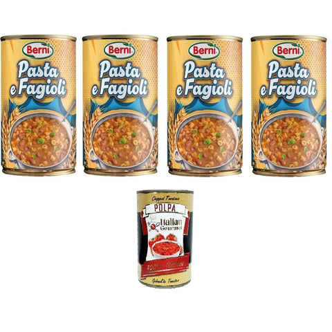Berni Längliche Pasta Berni Pasta e Fagioli Nudeln und Bohnen 4x 420gr Original italienisch inkl. Italian Gourmet Polpa 400g 8001995312347