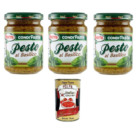 Berni Pesto Berni Pesto BasilicoBasilikum - Pesto 3x135gr inkl. Italian Gourmet polpa 400g Original italienisch 8032804040014