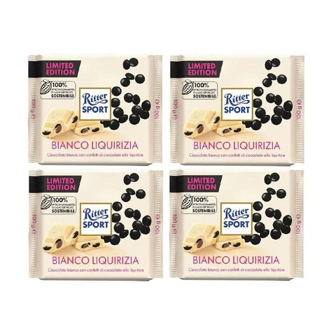 Bianco Liquirizia Limited Riegel 4x Bianco Liquirizia Limited Edition, Limitierte Ausgabe, Weiße Schokolade mit Lakritze-Stückchen, 100 g SONDERANGEBOT 8032804040014