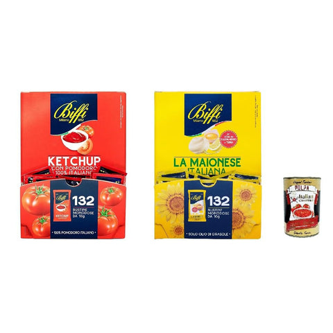 Biffi Sauce Mayonnaise und Ketchup Kit Single Potion 264 Beutel von 10 g Italian gourmet polpa 400 g italienisch Original