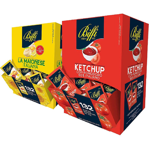 Biffi Salsa Kit Mayonnaise und Ketchup Monoportion Sauces 264 Beutel mit 10 g italienisch Original