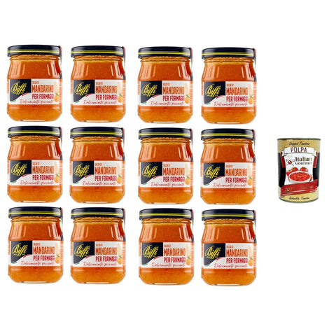 Biffi Salsas Biffi Salsa di mandarini per formaggi Mandarinensauce für Käse 12x100 gr Original italienisch inkl. Italian Gourmet Polpa 400g 8032804040014