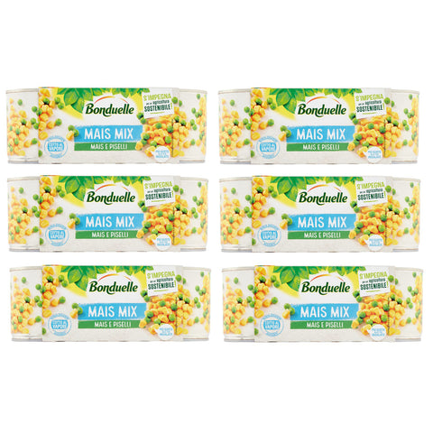 Bonduelle Mais Mix Mais e Piselli Süßer und Knuspriger Mais mit Erbsen ( 3 x 170 g ) Gemüsegerichte italienisch Original