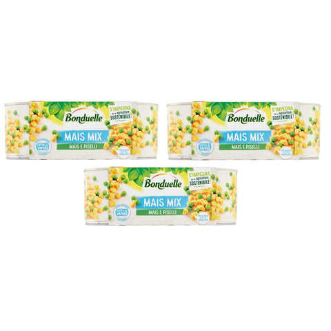 Bonduelle Gemüsegerichte Bonduelle Mais Mix Mais e Piselli Süßer und Knuspriger Mais mit Erbsen ( 3 x 170g italienisch Original 3083680915922
