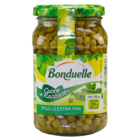 Bonduelle piselli feine Erbsen Glas Italienische Hülsenfrücht Gemüse 330 g 3x italienisch Original Hülsenfrüchte