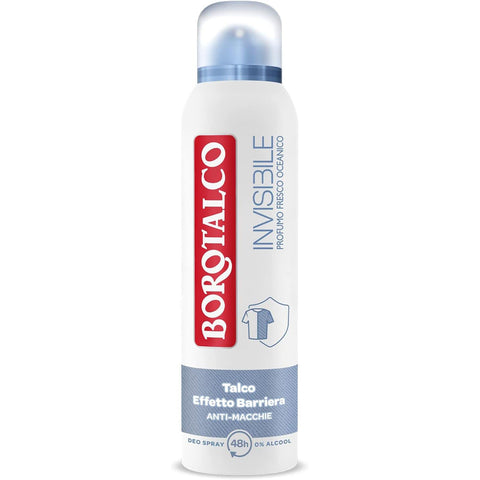 6x Borotalco, Blue Invisible Spray Deodorant, Formel ohne Alkohol mit Talk der Barriereeffekt, erfasst und überträgt nicht Aloni 48H, frisches ozeanisches
