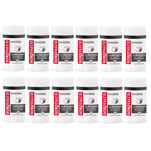Borotalco Set 12 Babypuder Deodorant Stick 40 Invisible Deodorant für den Körper italienisch Original