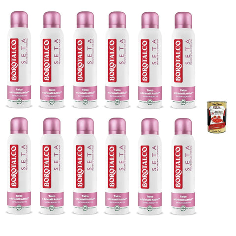 12x Borotalco Seta Spray Deodorant, Formel ohne Alkohol und mit Aktivkristallen Talk, Duft nach Talk und rosa Blüten, 48h Wirksamkeit 150 ml italienisch