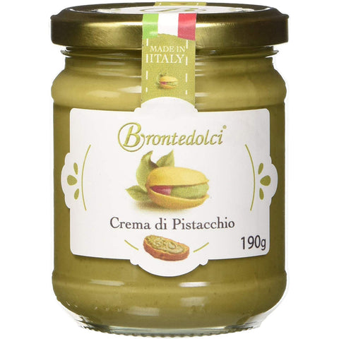 Brontedolci Crema Spalmabile di Pistacchio Streichfähige Pistaziencreme in Glas aus Sizilien mit 40, 5% Pistazie 2x 190g Original italienisch