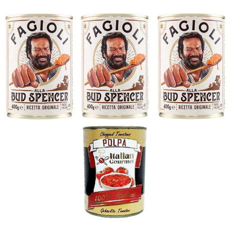 Bud Power - Bud-Spencer-Bohnen fertig zum Probieren 3x400 g italienisch Original Pastasauce + kostenlos polpa 400 g