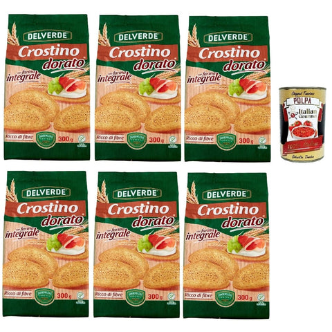 Buitoni Chips Buitoni Crostino con farina Integrale Croutons mit Vollkornmehl Snacks 6x 300g reich an Ballaststoffen Original italienisch inkl. Italian Gourmet Polpa 400g 8000270706840