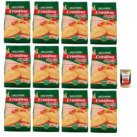 Buitoni Chips Buitoni Delverde Crostino Dorato Croccante knuspriger goldener Crouton 12x300 g italienisch Original Snack + kostenlos polpa 400 g 8000270706833
