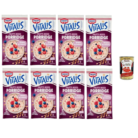 C.Vitalis Müsli C.Vitalis Porridge mit Haferflocken und leckeren roten Früchten 8x53g inkl. Italian Gourmet polpa 400g Original italienisch 8032804040014