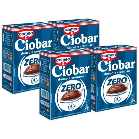 Caiya Kakao & Heiße Schokolade Caiya Cameo Ciobar Zero, vorbereitet für heiße Schokolade mit Null Zucker, dicht und cremig, Box mit 5 Beuteln, 76 g [4 Packungen] italienisch Original