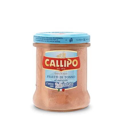 Callipo Filetti di Tonno al naturale natürlicher Thunfisch mit Jodsalz Niedriger Fettgehalt 100% Italienischer Thunfisch 200g 3x Original italienisch