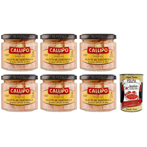 Callipo Filetti di Ventresca di Tonno all'olio di oliva Ventresca-Thunfischfilets in Olivenöl dem wertvollsten Teil des Thunfischs Glas 200 g 6x italienisch