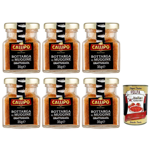Callipo Bottarga Di Muggine Grattugiata Geriebener Meeräsche Bottarga Meeräschenrogen 96% Glas 6x 35g italienisch Original