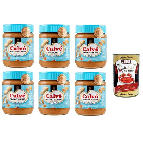 Calvè Erdnuss Calvè Peanut Butter Light Leichte Erdnussbutter 6x350gr inkl. Italian Gourmet Polpa di Pomodoro 400g Original italienisch 8711200429004