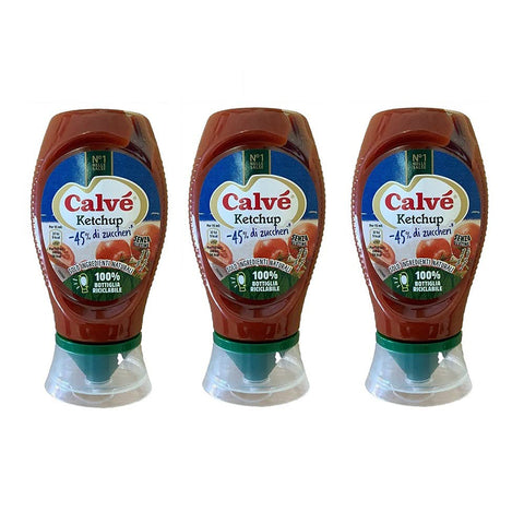 Calvé Ketchup 45% di Zuccheri Würzsaucen weniger Zucker Squeeze Glutenfreie Soße 3x 250ml italienisch Original