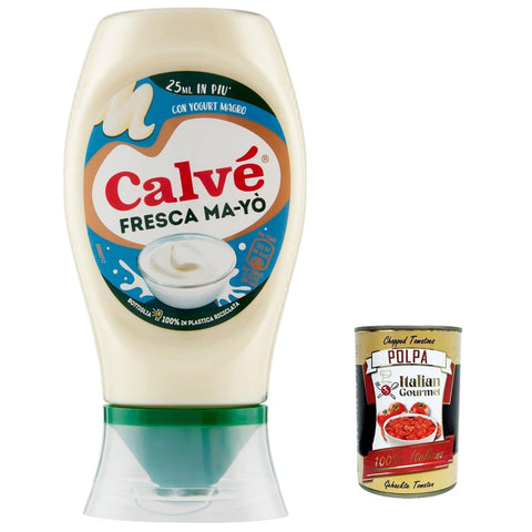 Calvè 12x Calvé Maionese Fresca Ma-Yò Mayonnaise mit fettarmem Joghurt und 55 % weniger Fett*, ideal für Reissalate, kalte Kartoffeln und große Salate 250 m