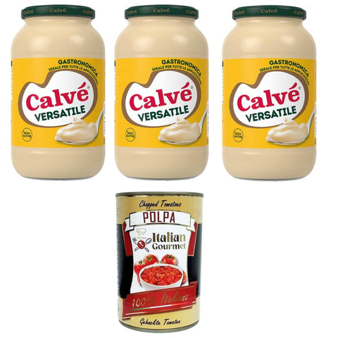 Calvè Mayonnaise Calvè Maionese Versatile glutenfreie gastronomische Mayonnaise 3x 825ml inkl. Italian Gourmet Polpa 400g Original italienisch 8032804040014