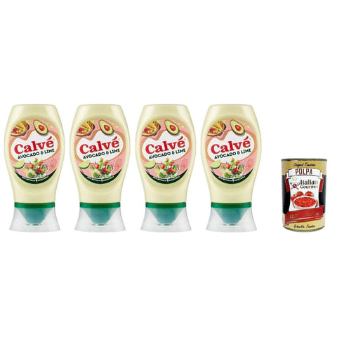 Calvè Würzsaucen Calvè Salsa, Avocado- und Limettensauce,Würzsoße, Glutenfrei Würzsauce, 250ml Top Down 4x 250ml Original italienisch inkl. Italian Gourmet Polpa 400g 8032804040014