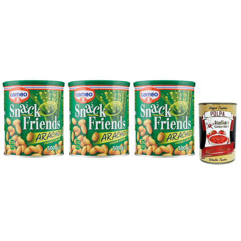Cameo Snack Friends Arachidi Geröstete und Gesalzene Erdnüsse im Dose 3x 500g italienisch Original