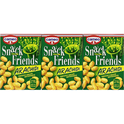 Cameo Erdnüsse Cameo Snack Friends Arachidi Tostate e Salate Peanuts Geröstete und Gesalzene Erdnüsse Vakuumverpackung 40g 20x Original italienisch 8003000030215