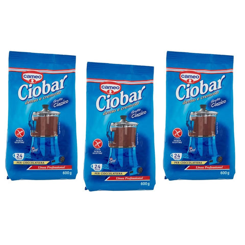 Cameo Kakao & Heiße Schokolade Cameo Ciobar Professional Classico Vorbereitung für Heiße Schokolade Schokoladengetränk 24 Tassen Glutenfrei 3x 600g Original italienisch 8003000730009