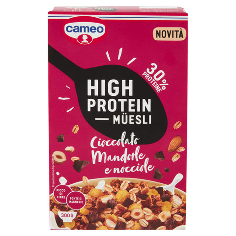 Cameo High Protein Müesli Schokolade Mandeln und Haselnüsse 6x 300 g Original italienisch