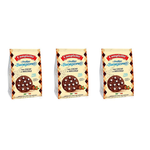 3x Campiello Il Frollino del Buongiorno con cacao e nocciole Shortbread mit Kakao und Haselnüssen 350 g biscuits cookies 100% Italienische Kekse 350 g Original