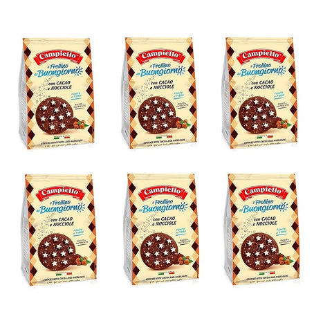 Campiello Il Frollino del Buongiorno con cacao e nocciole Shortbread mit Kakao und Haselnüssen 350g biscuits cookies 100% Italienische Kekse 350g 6x Original italienisch