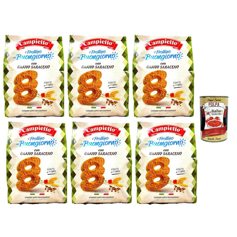Campiello il Frollino del Buongiorno con Grano Saraceno Shortbread mit Buchweizen 100% Italienische Kekse 6x700 g italienisch Original + kostenlos polpa 400 g