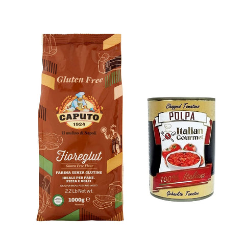 Caputo Mulino Caputo Fioreglut Glutenfreies Mehl und Italian Gourmet Polpa di pomodoro Fein gehacktes Tomatenmark 1x400 g 1 kg italienisch Original