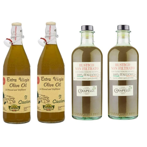 Carapelli Oliven Carapelli Testpaket Olio Extra Vergine di Oliva Italiano Farchioni Il Casolare Carapelli Non Filtrato Italienisches Extra Natives Olivenöl ( 4 x 1 Lt ) Küchenöl Öl Speiseöl italienisch Original 8002470023826