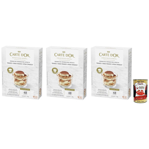 Carte d'Or Carte d’Or Professional Pulvermischung für Tiramisu-Creme Glutenfrei 490 g 3x italienisch Original Pastasauce + kostenlos Polpa di Pomodoro 400 g Dose