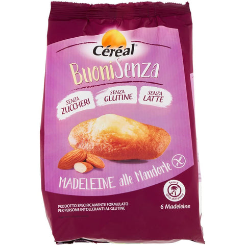 Céréal BuoniSenza Madeleine alle Mandorle Mandel Madeleines Ideal zum Frühstück Süßer Snack mit Mandelgeschmack 1x180g Original italienisch Kekse