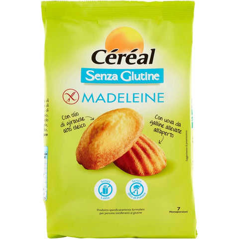 Céréal Madeleine Senza Glutine Süßer Snack Glutenfrei Beutel OHNE Palmöl Ohne Milch 1x200g Original italienisch Kekse