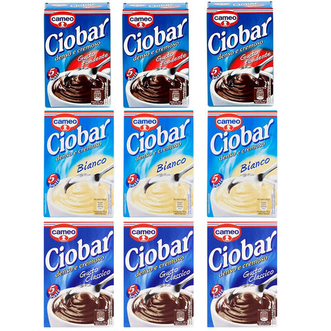 Ciobar TESTPAKET Tassen Cameo heiße schokolade hot chocolate Classico Bianco Fondente 9x125g Original italienisch Getränk