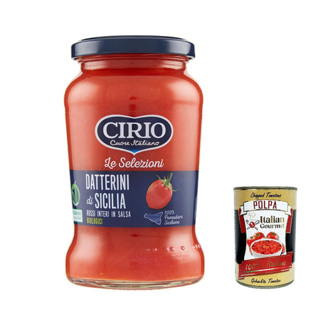 Cirio Le Selezioni Datterini Di Sicilia Rossi Interi In Salsa Biologici Datterini Tomaten 350 G 12x italienisch Original + kostenlos polpa 400 g