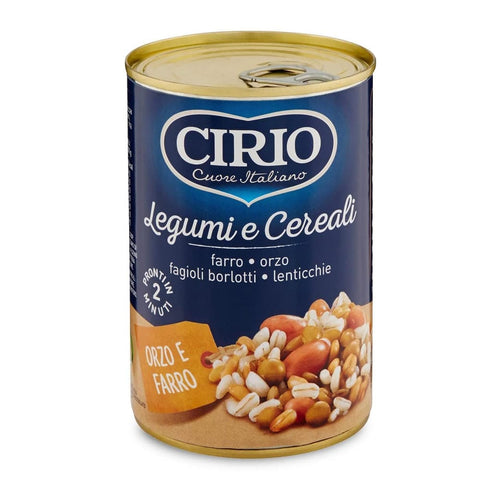 Cirio Gemüsegerichte Cirio Legumi e Cereali Hülsenfrüchte und Getreide,Dinkel, Gerste, Borlottibohnen und Linsen 410g Dose ideal für Suppen 12x Original italienisch 8005695013054