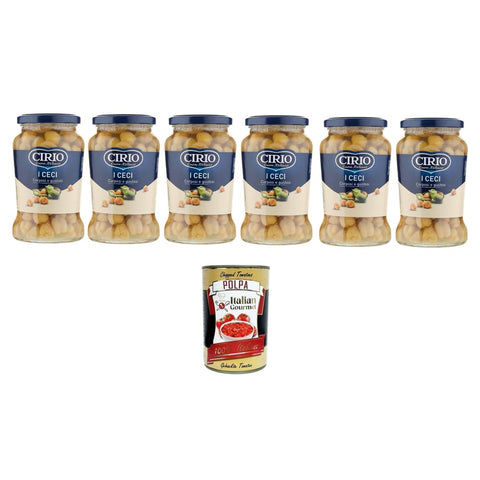 Cirio Hülsenfrüchte & Bohnen Cirio I Ceci, Corposi e Gustosi I Kichererbsen, vollmundig und lecker 6x370gr Original italienisch inkl. Italian Gourmet Polpa 400g SONDERANGEBOT 8000320030062