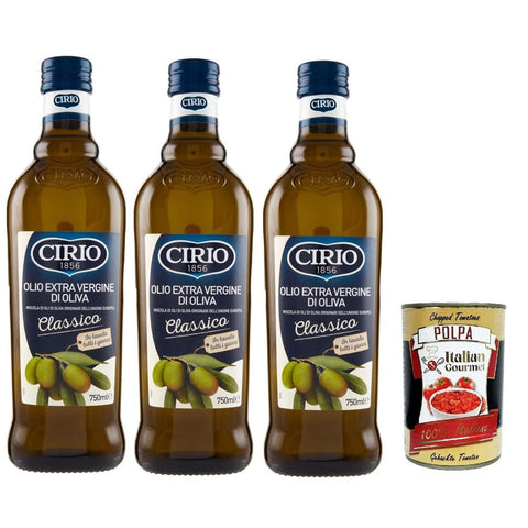 Cirio Olio Extra Vergine Di Oliva Classico, Classic extra native Olivenöl 3x750ml Original italienisch Sauce