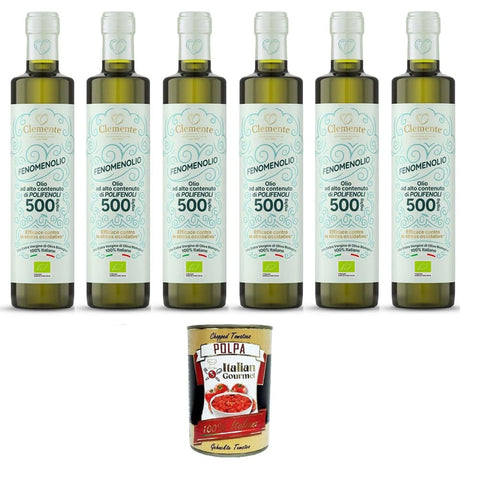 Clemente Oliven Clemente 100% Natives Olivenöl Extra „Fenomenolio“ mit hohem Polyphenolgehalt – 6x500 ml italienisch Original 8032804040014