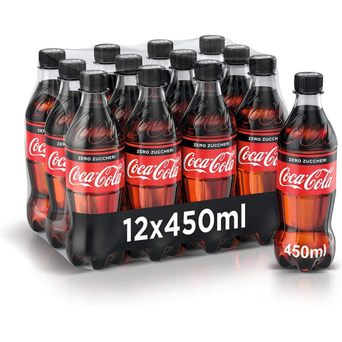 Coca-Cola Zero Zuccheri ohne zucker Italian alkoholfreies Getränk PET 450ml Coca Cola Softdrink 24x Original italienisch